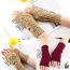 Fashion Wine Red Acrylic Silver Knitted Fingerless Gloves
