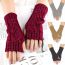 Fashion White Acrylic Silver Knitted Fingerless Gloves