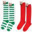 Fashion 16# Pure Green/bow Tie Deer Polyester Three-dimensional Christmas Knitted Over-the-knee Socks