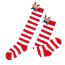 Fashion 9# Black And White Wide Strip/bow Tie Deer Polyester Three-dimensional Christmas Striped Knitted Over-the-knee Socks