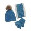 Fashion Blue Acrylic Knitted Children's Scarf Five-finger Gloves Beanie Hat Three-piece Set