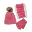 Fashion Rose Red Acrylic Knitted Children's Scarf Five-finger Gloves Beanie Hat Three-piece Set