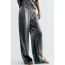 Fashion Grey Woven Gold Foil Pleated Wide-leg Trousers