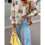 Fashion Color Printed Buttoned Cotton Jacket  Woven