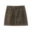 Fashion Green Faux Leather Zipper Skirt  Polyester