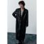 Fashion Black Imitation Leather Lapel Coat