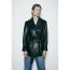 Fashion Black Faux Leather Lapel Lace-up Trench Coat