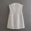 Fashion White Woolen Round Neck Jacket Strapless Pocket Embellished Skirt Suit