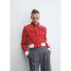 Fashion Red Polyester Plaid Stand Collar Buttoned Jacket
