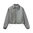 Fashion Grey Polyester Lapel Zipped Jacket