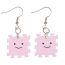 Fashion Pink Resin Expression Small Puzzle Earrings