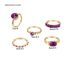 Fashion Purple Alloy Diamond Geometric Ring Set