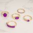 Fashion Purple Alloy Diamond Geometric Ring Set