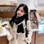 Fashion Black Polyester Color Block Patch Scarf
