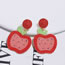 Fashion Red Alloy Earrings With Rice Beads And Apples