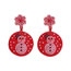 Fashion Dark Violet Alloy Snowman Round Earrings With Rice Beads
