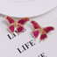 Fashion Rose Red Alloy Geometric Butterfly Earrings