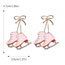 Fashion Pink Alloy Diamond-drip Skate Bow Earrings