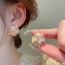 Fashion Gold-pink Round Geometric Diamond Cat Eye Round Flower Stud Earrings