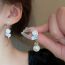Fashion Silver Half Butterfly Pearl Asymmetric Tassel Earrings