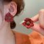 Fashion Red Flower Flocked Earrings