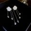 Fashion White Flower Crystal Chain Asymmetric Earrings