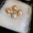 Fashion Champagne Geometric Oval Pearl Stud Earrings
