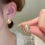 Fashion Champagne Geometric Oval Pearl Stud Earrings