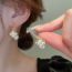 Fashion Ear Hook-gold (real Gold Plating) Geometric Diamond Flower Pearl Stud Earrings