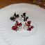 Fashion Red Geometric Diamond Bow Flocked Pearl Stud Earrings