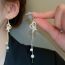 Fashion Ear Wire-golden Heart Alloy Diamond Love Pearl Chain Tassel Earrings