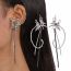 Fashion Silver Geometric Diamond Butterfly Tassel Earrings