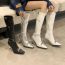 Fashion Silver Pu Barbed Shaped Heel Boots