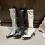 Fashion Silver Pu Barbed Shaped Heel Boots