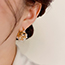 Fashion Pearl Flower Basket Earrings (18k Thick Real Gold Plating) Alloy Pearl Round Earrings