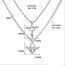 Fashion Silver Stainless Steel Wings Love Key Lock Double Layer Men's Necklace