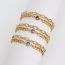 Fashion Dazzling Red And Yellow Diamond-encrusted Cuban Chain Double-layer Bracelet Metal Double-layered Cuban Chain Bracelet With Round Diamonds