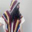 Fashion Khaki Acrylic Contrast Fringed Knit Hooded Shawl  Acrylic