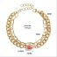 Fashion Heart Shape Diamond Red Double Layer Bracelet Stainless Steel Diamond Love Double Chain Bracelet  Mixed Material