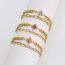 Fashion Dazzling Red And Yellow Stainless Steel Diamond Geometric Double Chain Bracelet  Mixed Material