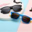 Fashion Black Frame Black And Gray Film Ac Color Block Square Children's Sunglasses