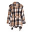 Fashion Brown Polyester Lapel Plaid Lace-up Coat  Polyester