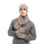 Fashion Wine Red Wool Knitted Cable Beanie Scarf Set Five Finger Glove Set