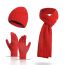 Fashion Red Wool Knitted Cable Beanie Scarf Set Five Finger Glove Set