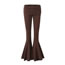 Fashion Coffee Color Cotton Pleated Flared Trousers