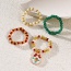 Fashion Color 5 Alloy Oil Drop Christmas Series Pendant Rice Bead Ring Set Of 4