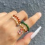 Fashion Color 4 Alloy Oil Drop Christmas Series Pendant Rice Bead Ring Set Of 4