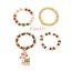 Fashion Color 3 Alloy Oil Drop Christmas Series Pendant Rice Bead Ring Set Of 4
