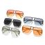 Fashion Silver Framed Gray And Blue Film Pc Half-rim Square Sunglasses