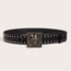 Fashion Square Skull Snap Button (with Silver Rivet Style) Brown Metal Skull Rivet Snap Buckle Wide Belt  Pu Leather